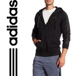 Adidas Classic Stripe Front Zip Hoodie Black XL